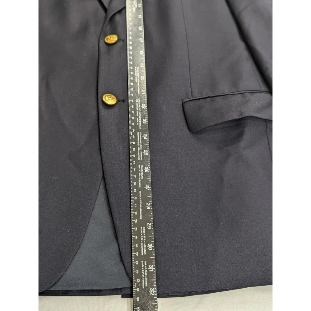 Lauren Ralph Lauren Sport Suit‎ Jacket Coat 40R Navy Gold Buttons Wool Blazer